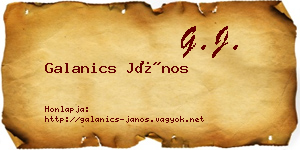 Galanics János névjegykártya